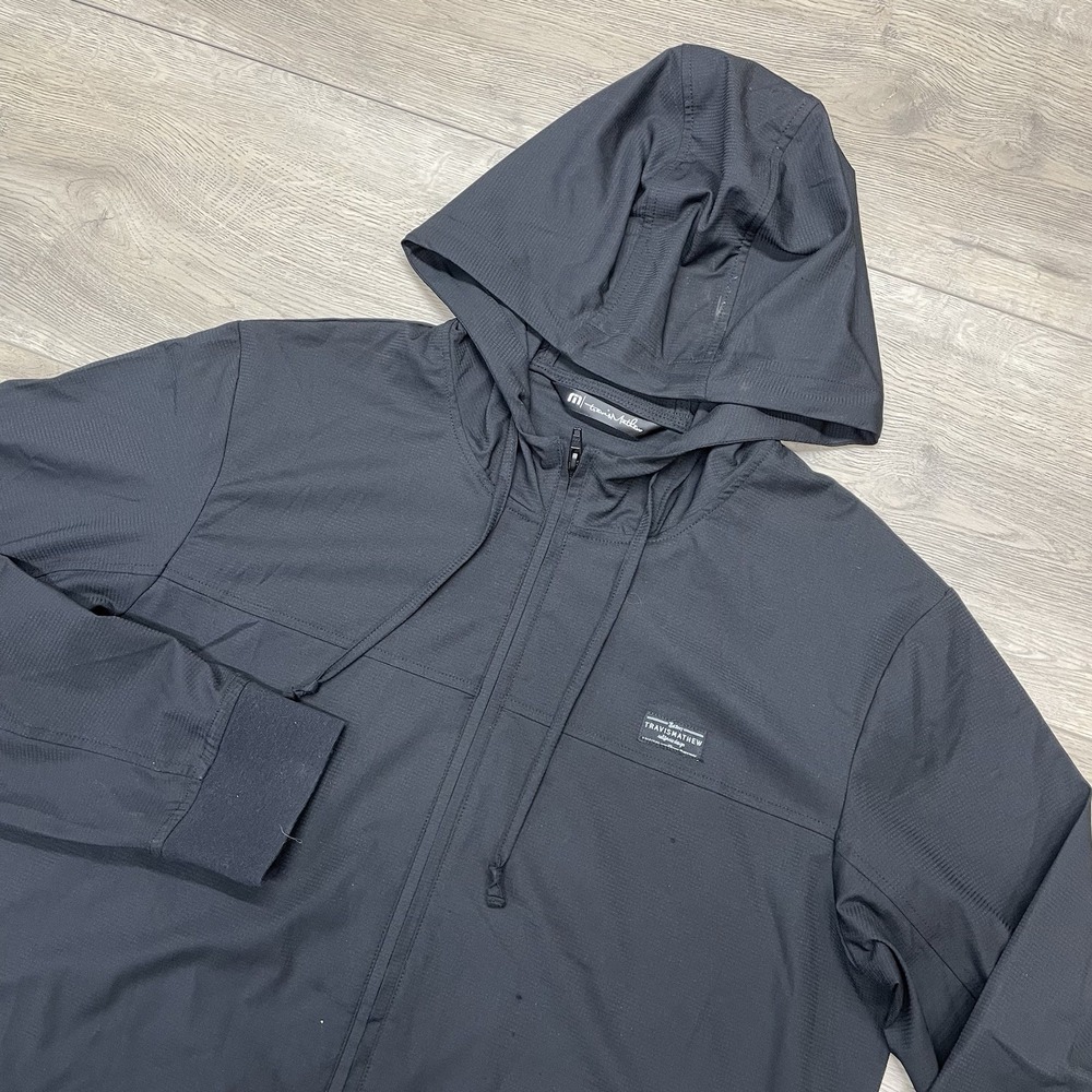Travis Mathew Wanderlust Full Zip Jacket Men Sz M Black Golf Casual READ